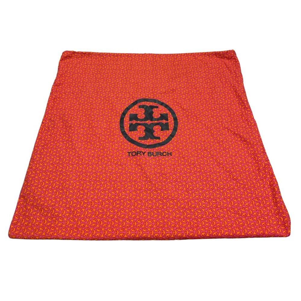 Tory Burch Handbag Drawstring Dust Bag Orange and Pink with Black Logo Large - Picture 3 of 5